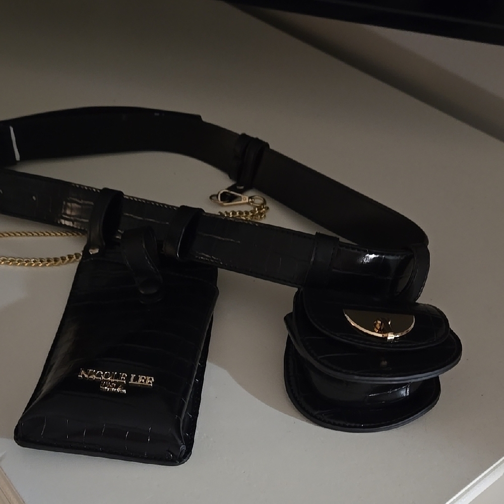 Nicole Lee Black Belt Bag Set